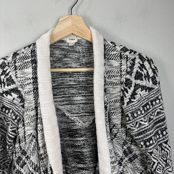 Anthropologie Tiny Marzine Black White Open Front Drape Cardigan Sweater S Small - Picture 4 of 8